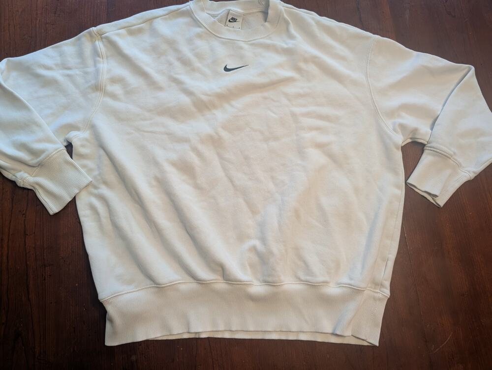 Vintage Nike Sweatshirt Mens M Cream White 90S Embroidered Swoosh